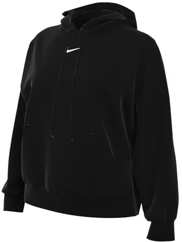 NIKE DQ5858-010 W NSW PHNX FLC OOS PO Hoodie Maglia Lunga Donna Black/Sail Taglia S