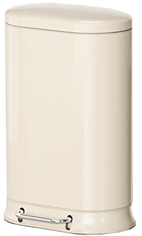 GIZNXBA Papelera con Pedal Cubo De Basura Cocina con Tapa, Papelera De Metal con Cubo De Basura Extraíble Papelera con Tapa De Cierre Suave para Baño, Cocina, Oficina (Color : /Beige, Size : 30L)