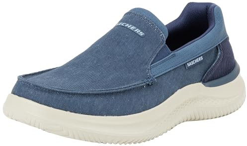 Skechers Hasting, Sin Cordones Hombre, Azul Marino (Navy Canvas), 42 EU