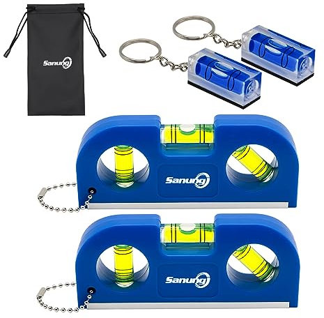 Sanung Magnetic Level Set, 2PCS Portable Bubble Torpedo + 2PCS Acrylic Spirit Levels with Keychain for Quick Attach, 45 90 180 Degree Measurement