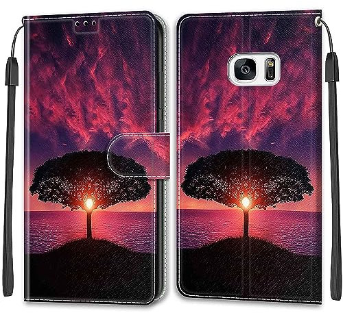 Mo-Beauty Kompatibel mit Samsung Galaxy S7 Edge Hülle, Handyhülle Samsung S7 Edge, PU Leder Flip Wallet Klappbar Tasche Etui Case Schutzhülle Lederhülle Klapphülle Handytasche (Dämmerung)
