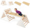 GYMAX 3 in 1 Kids Climbing Set, Wooden Toddler Climber with Reversible Ramp, Outdoor Indoor Children Climbing Frame for 3 Years Old + Boys Girls (Natural+Beige)
