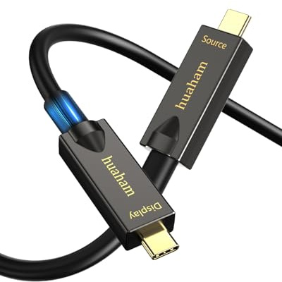 huaham Câble USB C vers C à fibre optique Full Featured de 10 m, 10 Gbit/s et PD 60 W, câble USB 3.1 type C, prise en charge de la sortie vidéo 2 voies DP1.4 et 4K @ 60 Hz pour webcam,