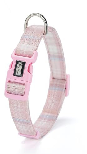 YUDOTE Collier doux pour chien enveloppé de tissu style britannique non irritant pour chiens de taille moyenne à peau sensible, rose clair