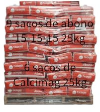 Peyca Pack abonos: 9 sacos de abono 15-15-15 de 25kg + 6 sacos de calcimag 25kg corrector de carencias (palet con los 15 sacos). Todo lo necesario para aportar nutrientes a tu huerta.