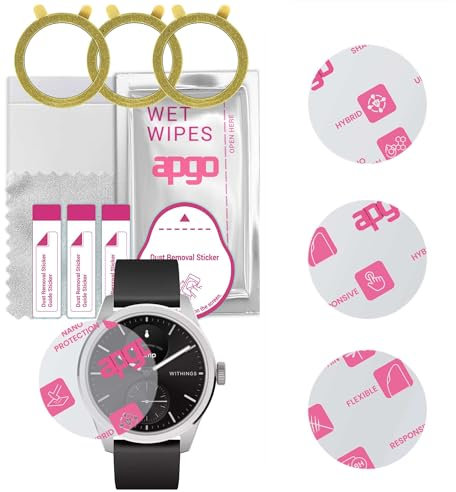 apgo 3 Stück Schutzglas, klar, kompatibel mit Withings ScanWatch 2 Smartwatch, Hybrid 8H, Ersatz für Hartglas, Displayschutzglas, Bildschirmschutz, Displayschutz, kratzfest