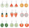 HIFOT 9 Paare Früchte Ohrringe Damen Silber - Statement Hängend Apfel Wassermelone Orange Erdbeere Kiwi Ananas für Valentinstag-Geburtstags-Party-Geschenk Schmuck Set