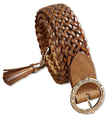 LumiSyne Damen Geflochtener Gürtel Vintage Braun Ledergürtel Mit Quasten Anhänger Strass Dekoration Gold Runde Schnalle Frei Einstellbar Taillengürtel Gewebter Gürtel Für Kleid Jeans Hosen Mantel