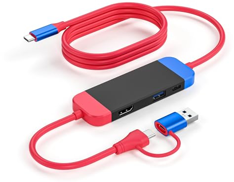 GKEAPZA Adattatore da USB C a HDMI 4K aggiornato per Nintendo Switch/Switch OLED, interruttore portatile di ricambio con caricatore PD/porta USB 3.0, adattatore convertitore AV multiporta da viaggio