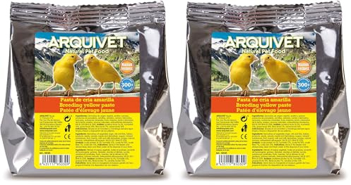 ARQUIVET - Pasta de cría Amarilla y Mantenimiento para pájaros 300 gr - Sabor Neutro - Comida para Todo Tipo de Aves y Especialmente de Plumaje Amarillo (Paquete de 2)