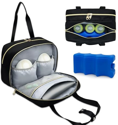 LIVEAGAIN Wearable Breastmilk Bag with Ice Pack Fits for Elvie Hands-Free Pumps and Medela Pump in Style, Portable Pump Carrying Case for for Daycare, Work, and Travel (Bag Only) (Black)