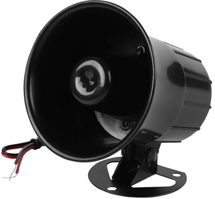 High-Powered 110dB 12V Wire Horn Alarm Siren Speaker - Burglar Alarm System with Loud Treble Speaker for Outdoor Security, ABS Fire-Retardant Shell, Flexible Installation