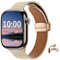 SeNool PU Cuir Bracelet pour Apple Watch 38mm 40mm 41mm 42mm Series 10/9/8/7/6/5/4/3/2/1, Bande Réglable Magnétique Bracelet de Remplacement Cuir pour iWatch SE/SE 2 - Abricot