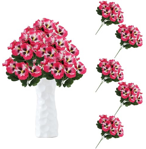 astylishome Faux Flowers Bouquet Artificial Flowers Outdoor UV Resistant Plants Faux Plastic Greenery Shrubs Indoor Outside Hanging Planter for Home Wedding Office Table Decoration Gift 3414