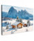 MuchoWow© Bilder Groß 120x80 cm XXL Wohnzimmer Deko Modern Wandbild Kunstdruck auf Leinwand Bild Schlafzimmer über Bett Room Decor Geschenke Winter - Hütte - Berg - Aussicht - Schnee