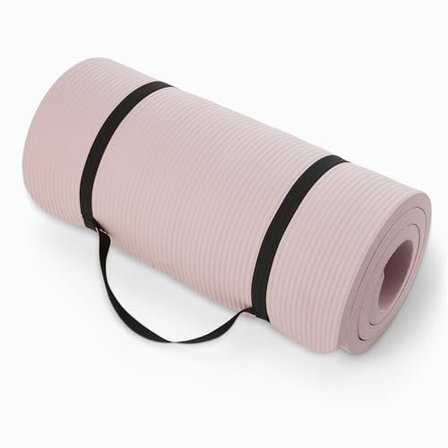 Amazon Basics Yogamatte mit Tragegurt, extra dick, 2.5 cm, Rose