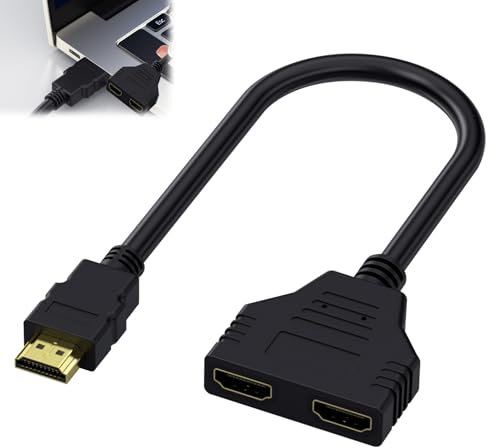 DONOONIS Prise HDMI Double,Répartiteur de Câble 1 Entrée 2 Sorties,Mâle vers Double Femelle pour HDTV HD LED LCD Moniteur Projecteurs,non Compatible avec Le Décodeur TV SFR