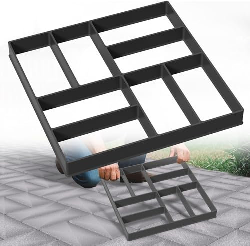 HENGMEI DIY Betonform Gehweg Form Gehwegen Schalungsform Gießform Pflasterform Schablone Terrassenformen Fliesenformen für Beton, Pflastersteine, Terrassenplatten (1 Stücke, Quadrat-03)
