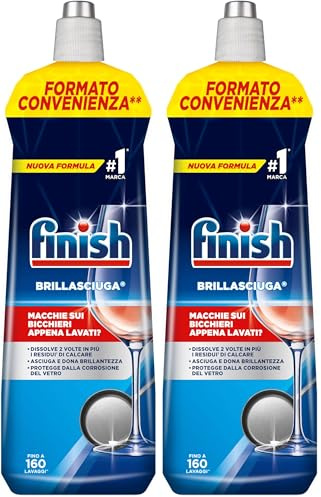 Finish Brillantante Lavastoviglie, 1 Prodotto da 800 ml di Brillantante, Additivo Lavastoviglie per Stoviglie Splendenti e Asciutte (Confezione da 2)
