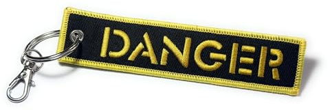 FizzyButton Gifts Danger Keyring Key Ring Luggage Tag with Lobster Clasp