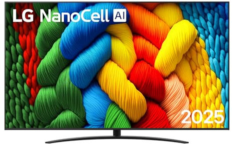 LG NanoCell AI NANO81 TV 86 pollici, Smart TV 4K, Processore α7 Gen8, Tecnologia NanoCell, webOS e telecomando puntatore con AI, Filmmaker mode, Gaming con VRR 4K@60Hz, 86NANO81A6A 2025