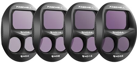 Freewell Paquete de 4 filtros ND divididos para DJI Mavic 4 Pro – Split ND8/4, ND16/8, ND32/16, ND64/32 – Reduce la exposición para imágenes aéreas cinematográficas