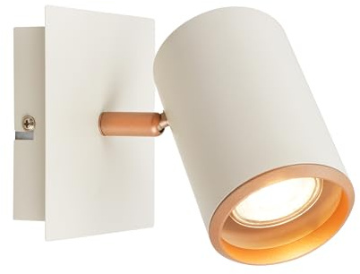 BRILONER - Spot mural LED orientable, tête pivotante, culot GU10 (ampoule non incluse), interrupteur On/Off, idéal pour couloir, bureau ou salon, 12x14 cm, Gris chaud/Café