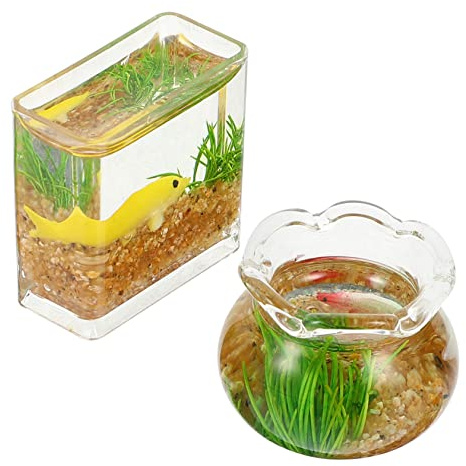 WOONEKY 2 Stück Miniatur Aquarium Dekoration Künstliche Karpfen für Puppenhaus und Tischornamente Wetterfest Vielseitig Einsetzbar für Mini Haus und Gartenlandschaft Zufällige Farbe