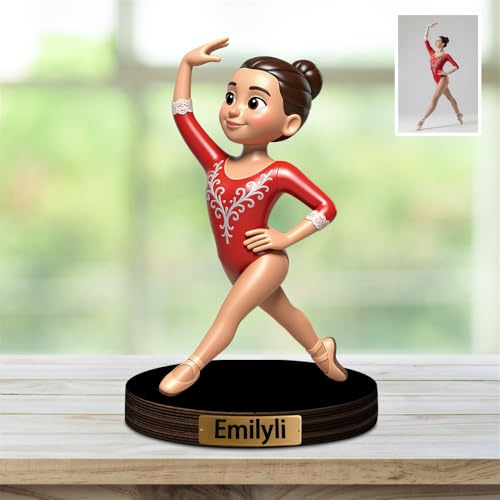 XIAO.Z Benutzerdefinierte Sport Gymnastik Spieler Foto Cartoon Stil Desktop Skulptur, personalisierte Gymnastik Liebhaber Spaß Bild Cartoon Portrait Rahmen Zeichen Plakette Geschenk