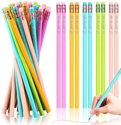 Rdlobu Glücksstift, Bleistift mit Radiergummi HB 30 Stück | Motivation Bleistift HB Glücksbleistifte, Geschenke für Schüler von Lehrern- Motivationsbleistifte (Glücksstift)