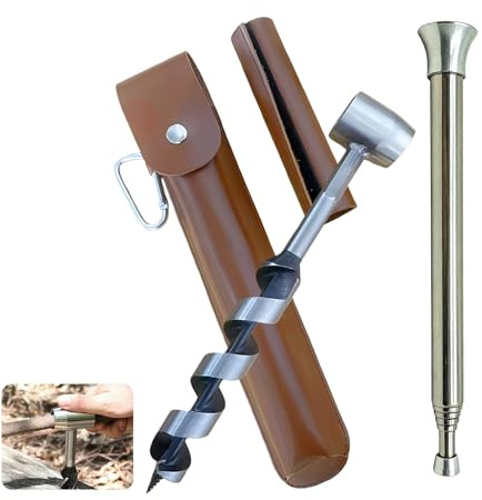 Bushcraft Foret à Main Manuel: Bushcraft Clé à Tarière, Tarière Manuelle Bushcrafts, Clé à Tarières à Main Bushcrafts Avec Holster & Blow Fire Tube Pour La Randonnée, Le Camping Et Les Aventures