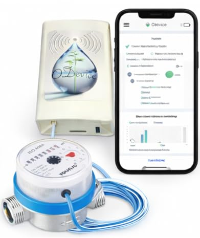 Kit ODevice Inteligente para Contador de Agua por impulsos – Detección y Alerta de Fugas Ocultas, Volumen, Riego y Supervisión, telelectura – WiFi - Contador de Agua no Incluido - (WiFi/Corriente)