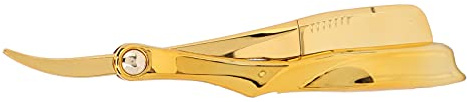 ACOGEDO Professionelle Barber Straight, Altmodische Rasur mit Freier 270-Grad-Rotation und Glatter Oberfläche, Zum Bartrasieren und Augenbrauenschneiden (Galvanisiertes Gold)