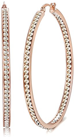Jstyle Edelstahlschmuck Creolen Groß Ohrringe Rosegold Ohrstecker Zirkonia für Damen Durchmesser 50mm