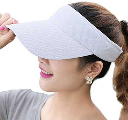 Fasbys Summer Outdoor Sports Beathable Long Brim Empty Top Baseball Sun Cap Hat Visor (White)