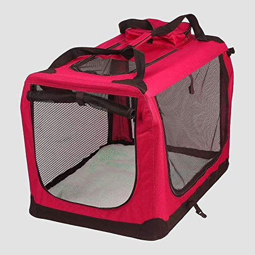 Petbarn Portable Soft Fabric Pet Carrier Folding Dog Cat Puppy Travel Transport Bag (Small, Red)