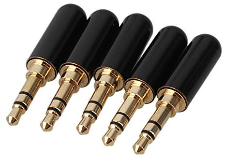 Mxfans 5pieces Black 3.5mm Male Plug Mini Jack 3 Pole Stereo Repair Audio Connector