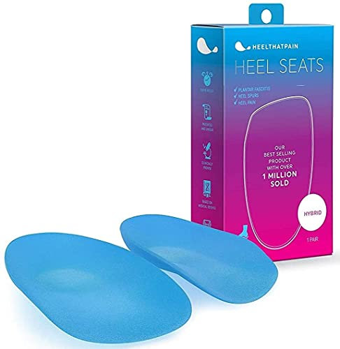 Heel That Pain Plantar Fasciitis Insoles | Heel Seats Foot Orthotic Inserts, Heel Cups for Heel Pain and Spurs | Patented, Clinically Proven, 100% Guaranteed (Light Blue Hybrid, Medium)