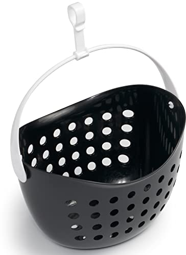culiclean Panier Pince a Linge Exterieur – Panier Epingle a Linge – sans Pince a Linge – Fabriqué en France – 1 Panier Noir avec l'anse Blanc