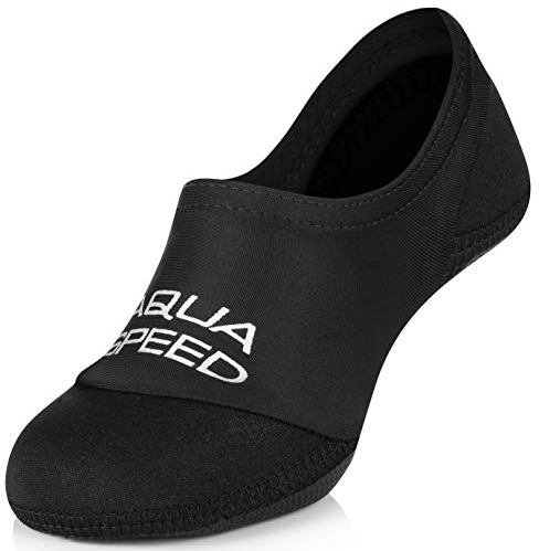 Aqua Speed Schwimmsocken Neopren Herren Erwachsene | leichte Badesocken für Männer | rutschfeste Neoprensocken | Barfuß Socken Schwimmen | Swimming Socks | Strand | Schwarz | Gr. 42-43 | Neo