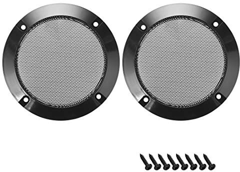 sourcing map 2pcs 2 Speaker Grill Mesh Decorative Circle Woofer Guard Protector Cover Parts Black