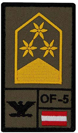 Café Viereck ® Oberst Österreich – Bundesheer Rank Patch mit Dienstgrad – Gestickt mit Klett – OF-5 Klett Militär Patch – 9,8 cm x 5,6 cm