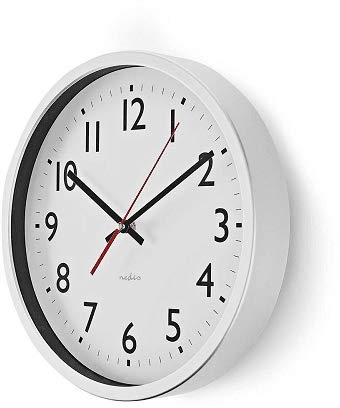 CABLEPELADO Reloj de Pared, Reloj Pared silencioso, Reloj Oficina, Reloj Cocina, Reloj Dormitorio, Movimiento Cuarzo silencioso, Reloj Pared, Reloj Decorativo, Marco Metálico Esfera Blanca, 25 cm