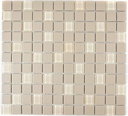 MOS18-1212-R10_f - Piatto doccia a mosaico in ceramica, colore: beige chiaro
