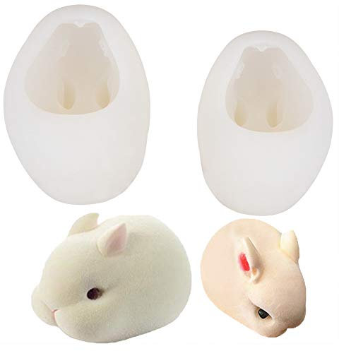 Silikonform Tiere 3D,Tier 3D Hasen Seife Silikonformen Kaninchen Harz Tonform 3D Kaninchen Silikon Seifenform für DIY Pralinen Formen(S)