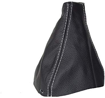 The Tuning-Shop Schaltsack kompatibel mit Saab 9-3 2003-2014 Schwarz Leder Grau Stitch