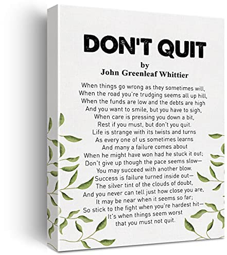 Leinwand-Kunstdruck mit Gedicht Don't Quit John Greenleaf Whittier, gerahmt, 30,5 x 38,5 cm