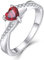 YL Verlobungsring Herz 925 Sterling Silber Juli Geburtsstein Rubin Kreuz Unendlichkeit Solitaire Ehering Ring für Braut Damen（Größe 56)