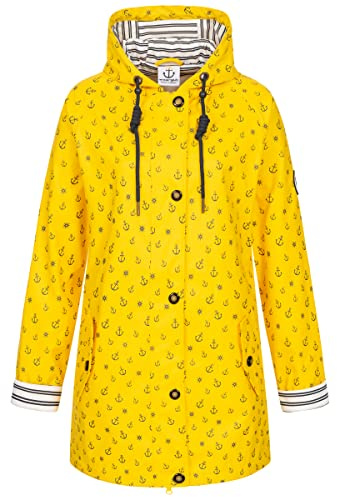 Ankerglut Damen Damen Friesennerz Regenmantel Regenjacke mit Kapuze Wasserdicht Wetterfest Windbreaker Übergangsjacke #Ankerglutzauber Regenjacke