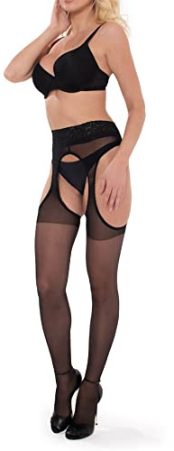 Sesto Senso Medias Abiertas Entrepierna Mujer Estampadas 20 Den 60 Den Medias Red Negro